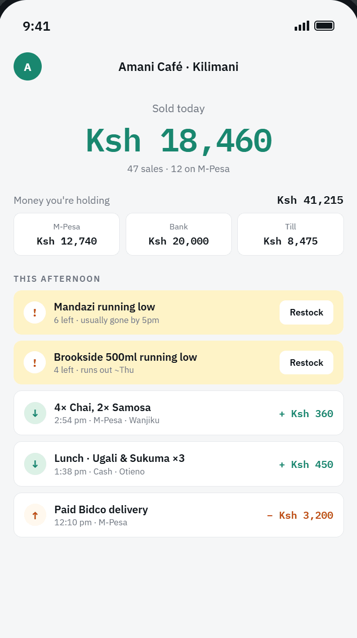 Hisabi Mkononi Today screen on a phone